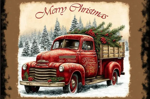 Merry Christmas Truck Rice Paper by Reba Rose Creations