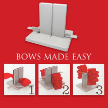 Load image into Gallery viewer, Bowdabra Bowmaker 3 step Bowmaking process on Bowmaker unit