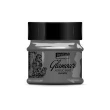 Load image into Gallery viewer, Glamour Metallic Acrylic Paint, Black Silver, 50 mL