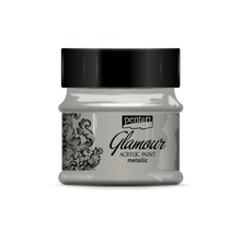 Load image into Gallery viewer, Pentart Glamour Metallic Acrylic Paint, Platinum