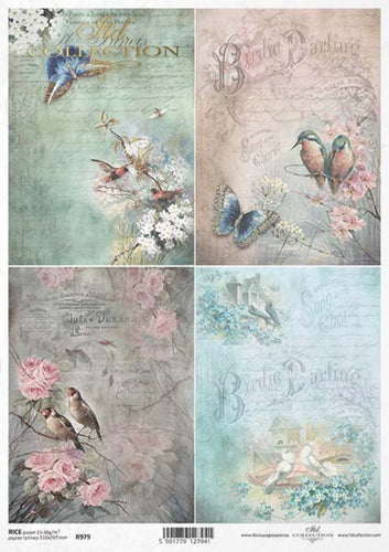 Birdie Darling 4 Pack Rice Paper by ITD Collection, R0979, A4