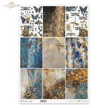 Load image into Gallery viewer, Golden Blue Winged Beauties Rice Paper by ITD Collection