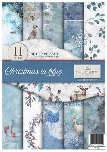 Christmas In Blue Rice Paper Set by ITD Collection, RP025, Pack of 11 Cover