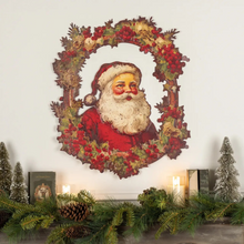 Load image into Gallery viewer, Santa in Wreath Metal Wall Plaque