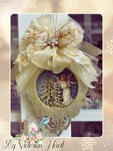 Load image into Gallery viewer, Starry Cherub Ornament with Fancy Bow made with Bowdabra Bowmaker by My Victorian Heart