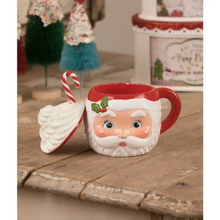 Load image into Gallery viewer, Bethany Lowe Sweet Tidings Santa Head Mug Container view with lid off