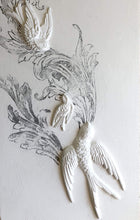 Load image into Gallery viewer, Birdsong Mould by Iron Orchid Designs shown as project paired with IOD Decor Stamps on painted background
