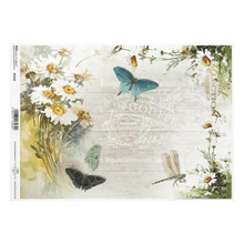 Load image into Gallery viewer, Butterfly and Daisies Rice Paper, R1183 by ITD Collection, A4