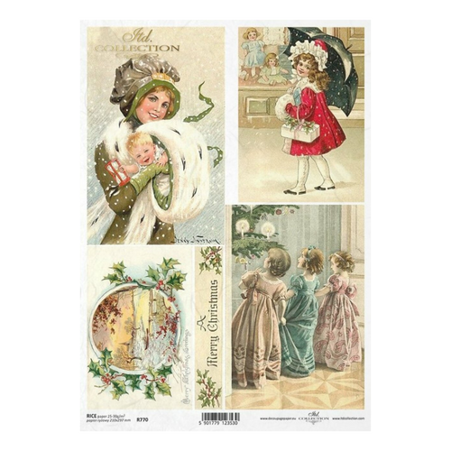 Christmas Retro Rice Paper by ITD Collection, R0770, A4