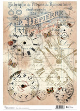 Load image into Gallery viewer, Clock Collage Decoupage Rice Paper by Calambour Italy