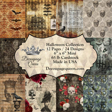 Load image into Gallery viewer, Halloween Mini Scrapbook Set, Decoupage Queen, 12 pgs, 24 Designs