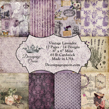 Load image into Gallery viewer, Vintage Lavender Mini Scrapbook Set by Decoupage Queen, 6" x 6", cover