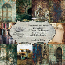 Load image into Gallery viewer, Weathered and Worn Mini Scrapbook Set by Decoupage Queen, Cover, 6" x 6'