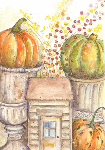 Ellen J Goods Cottage Pumpkins Rice Paper by Decoupage Queen