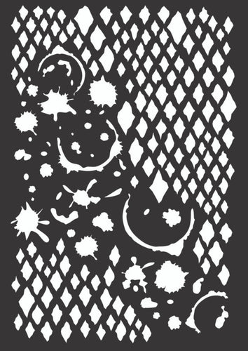 Decoupage Queen Hobbilicious Distressed Diamond Splatter Stencil, 0001