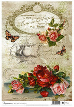 Load image into Gallery viewer, Calambour Eau de Cologne Rice Paper, Roses, Script, Teapot