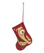 Load image into Gallery viewer, Bethany Lowe Designs Good Boy Terrier Dog Red Wood Applique Christmas Stocking Ornament