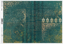 Load image into Gallery viewer, Golden Script on Emerald Background R1592 Rice Paper by ITD Collection