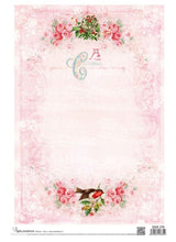 Load image into Gallery viewer, Pink Christmas Baroque Frame Rice Paper by Calambour Italy DGR 270, A3
