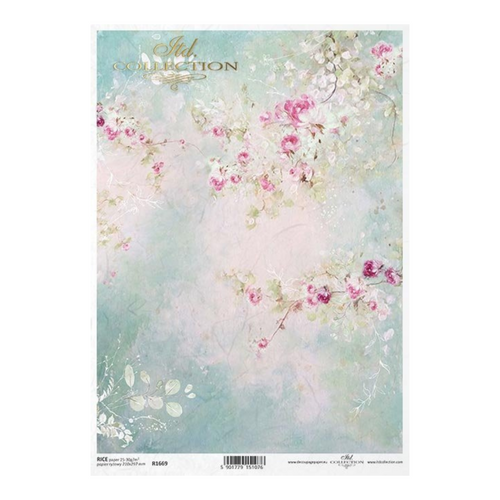 Soft Blossoms Rice Paper by ITD Collection, R1669, A4, Pastel Pink