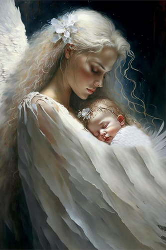 An Angel Holds Her Rice Paper by Reba Rose Creations