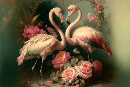 Valentine Flamingos Rice Paper by Reba Rose Creations