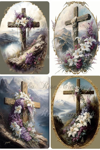 He has Risen Easter Crosses Rice Paper by Reba Rose Creations