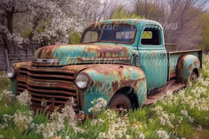 Rusty Truck Rice Paper by Reba Rose Creations