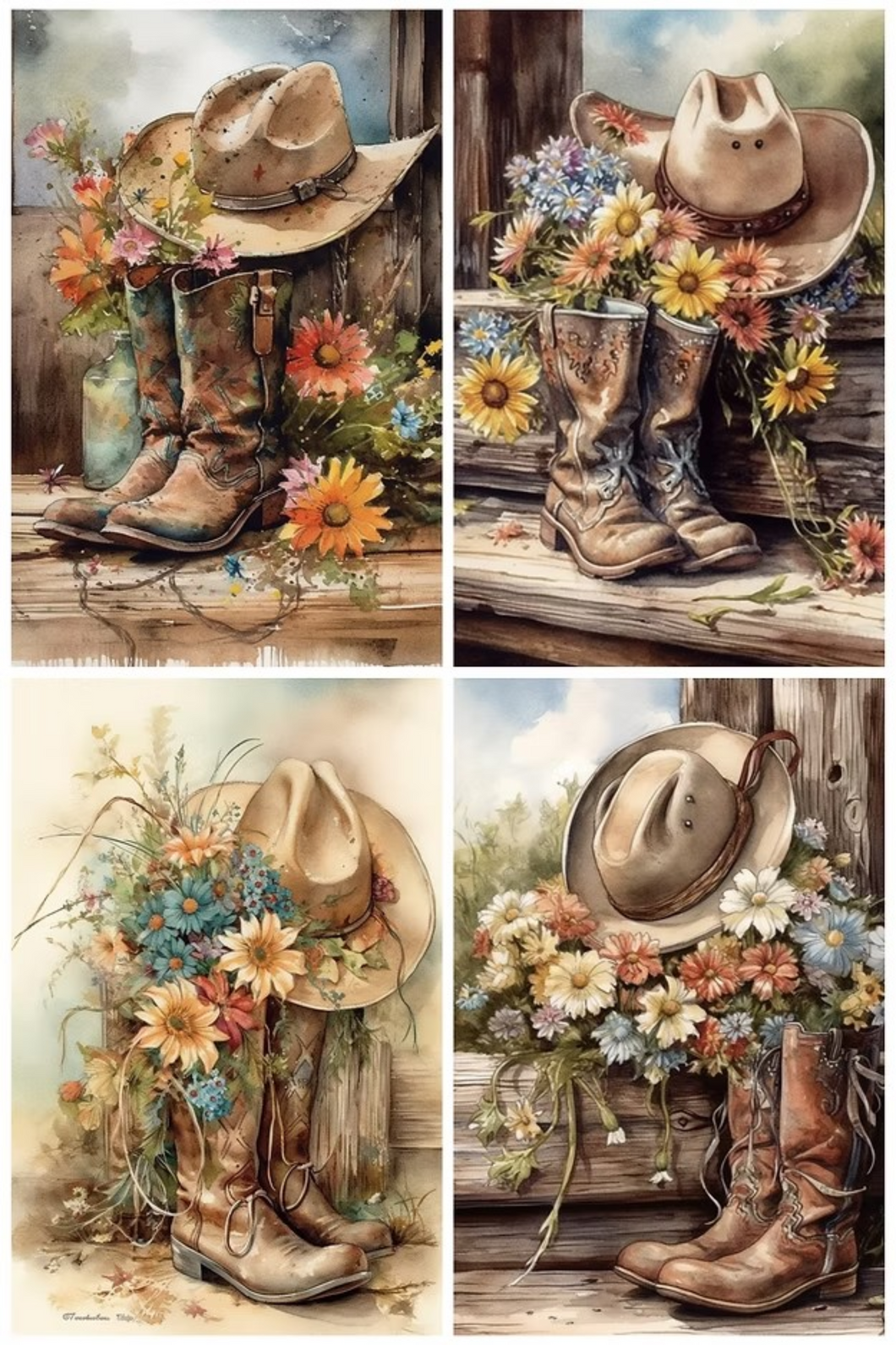 Western Florals Rice Paper by Reba Rose Creations