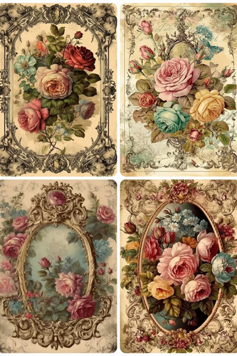 Rococo Roses Rice Paper by Reba Rose Creations