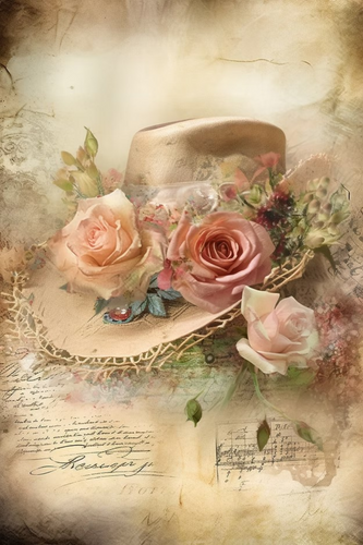 A Shabby Western Hat Rice Paper by Reba Rose Creations