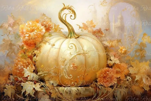 Golden Pumpkin Tale Rice Paper by Reba Rose Creations