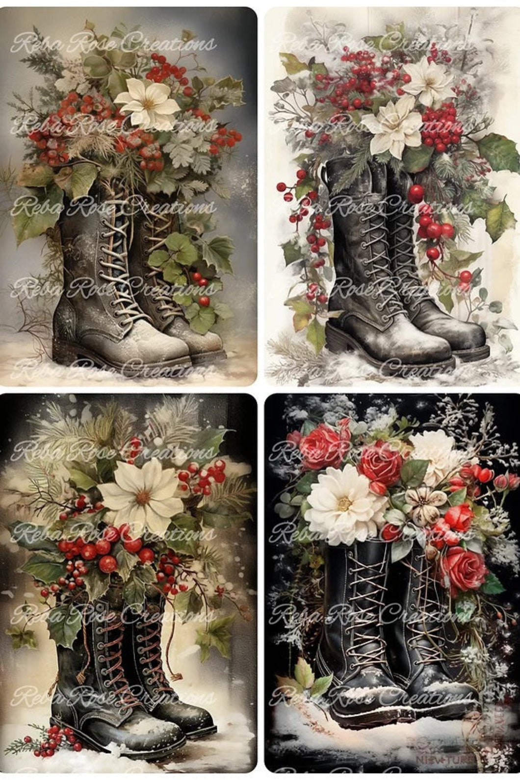 Santa's Boots Rice Paper by Reba Rose Creations