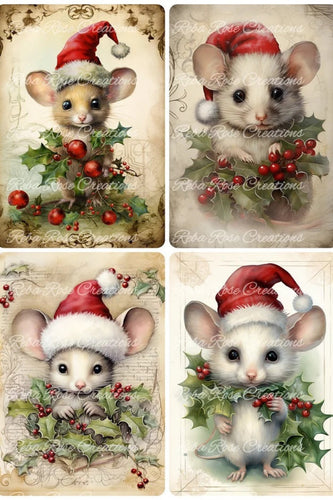 Christmas Baby Mice Rice Paper by Reba Rose Creations