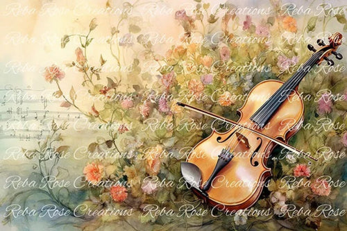 Country Violin Rice Paper by Reba Rose Creations