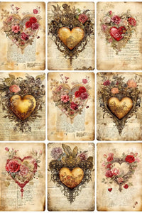 Ornate Hearts Rice Paper by Reba Rose Creations in size A4
