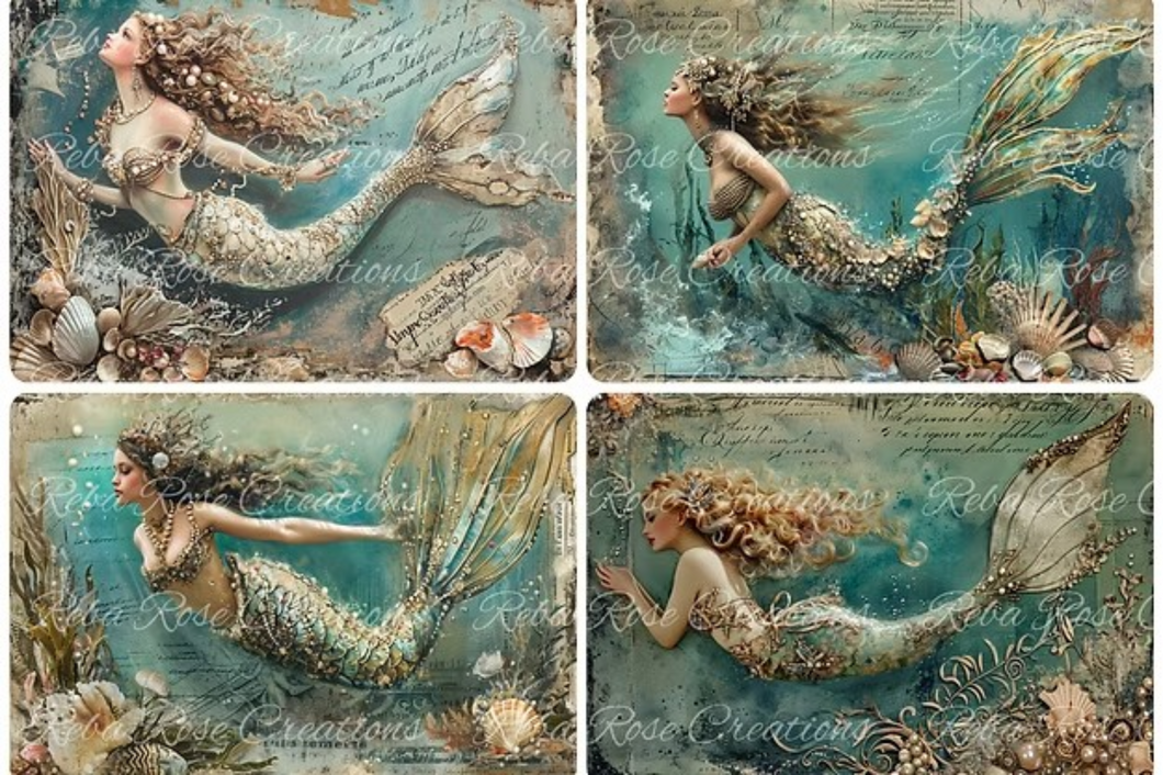 Jeweled Mermaids Rice Paper by Reba Rose Creations