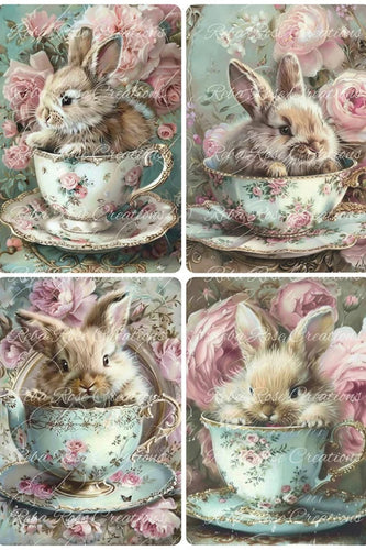 Teacup Bunnies Rice Paper by Reba Rose Creations