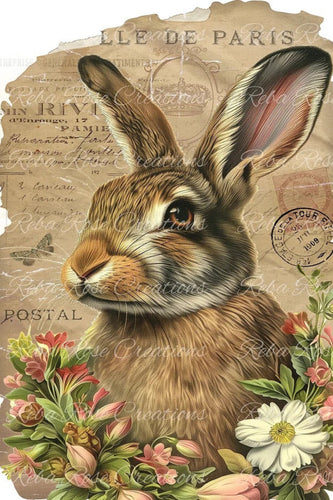 Vintage Bunny Rice Paper by Reba Rose Creations