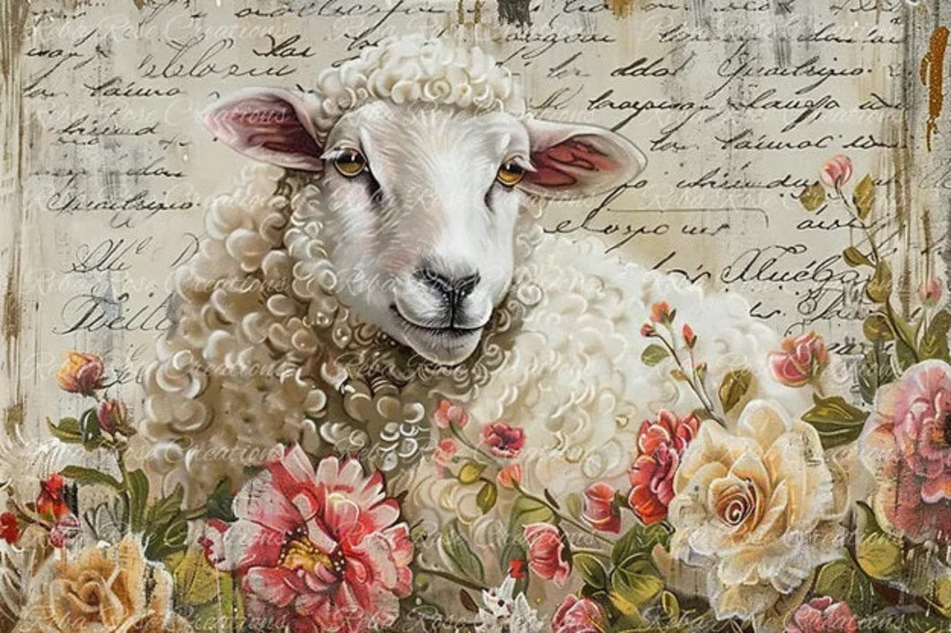 Wooly Sheep Rice Paper by Reba Rose Creations