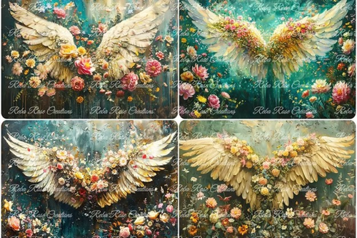 Floral Angel Wings Rice Paper by Reba Rose Creations