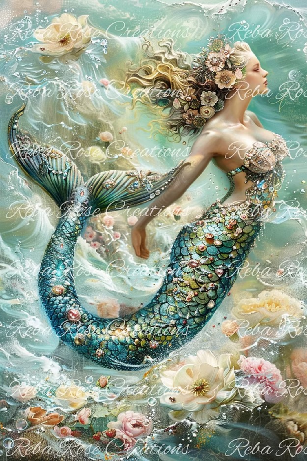 Jeweled Mermaid Rice Paper by Reba Rose Creations