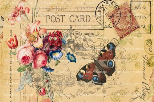 Vintage Postcard Rice Paper by Reba Rose Creations