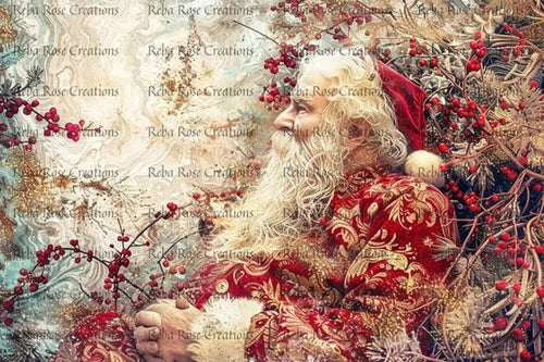 Woodland Santa Rice Paper by Reba Rose Creations