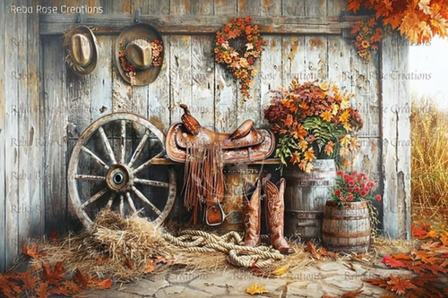 Western Barn Rice Paper by Reba Rose Creations