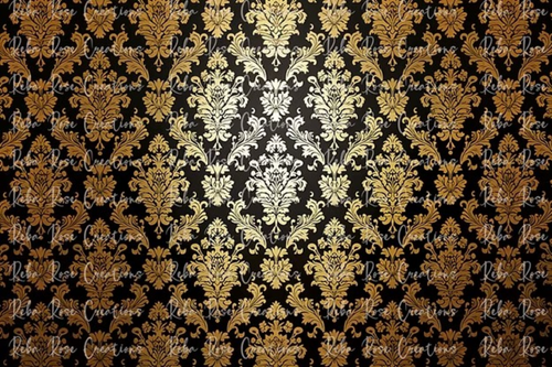 Black Damask Rice Paper by Reba Rose Creations