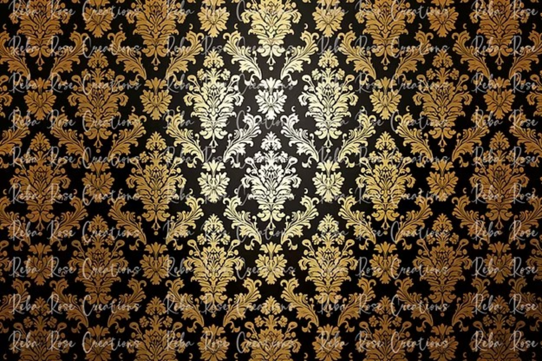 Black Damask Rice Paper by Reba Rose Creations