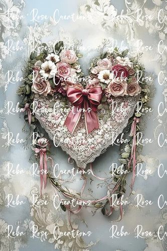 Heart Wreath Rice Paper by Reba Rose Creations