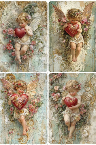 Ornate Valentine Cupids Rice Paper by Reba Rose Creations