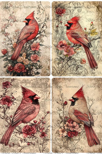 Springtime Cardinals Rice Paper by Reba Rose Creations